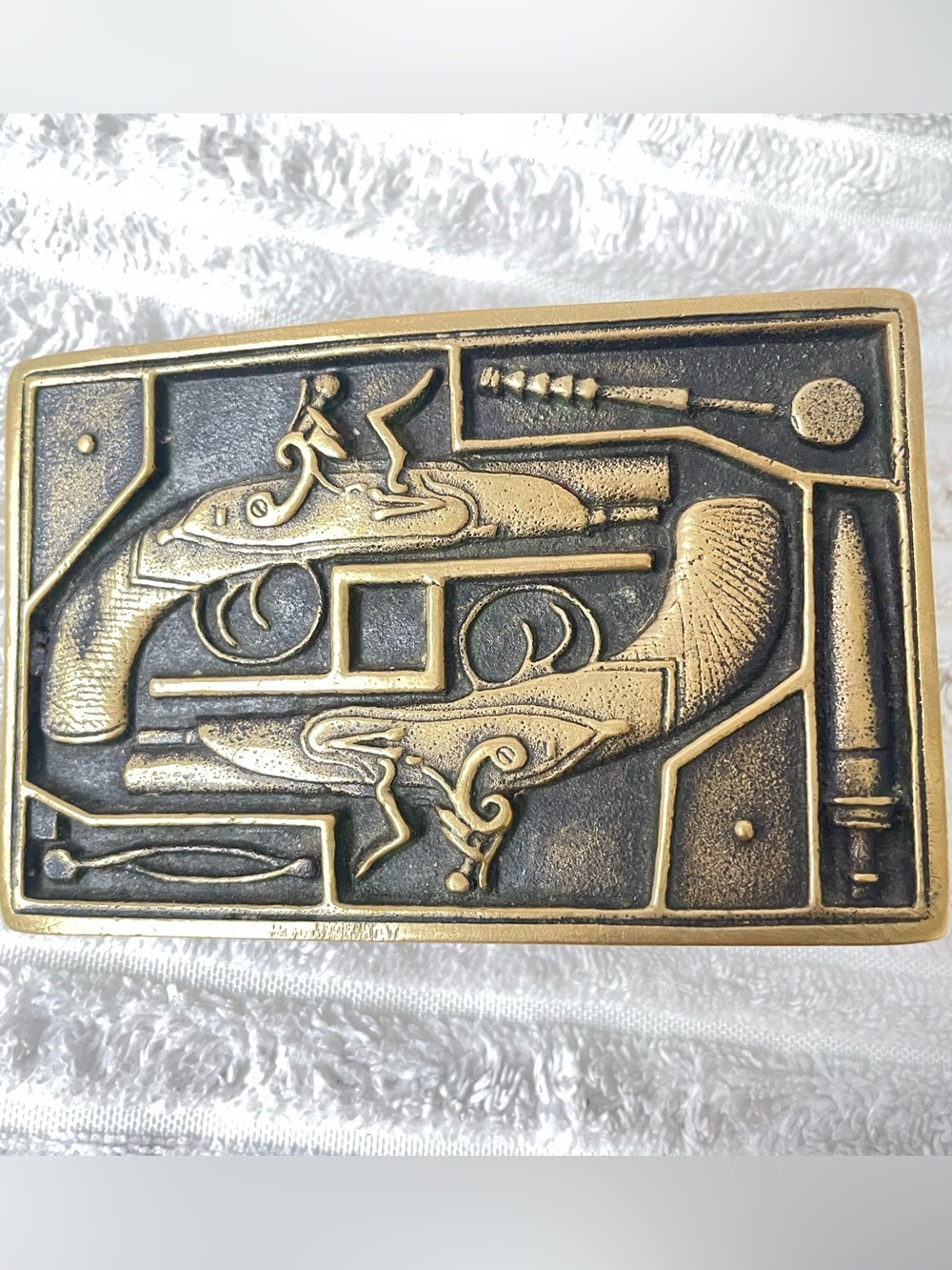 1978 BTS Solid Brass Antique Firearms Belt Buckle
